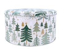 Gisela Graham Cream & Green Trees Christmas Cake Tin - 23cm