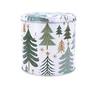 Gisela Graham Cream & Green Trees Christmas Storage Tin