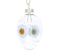 Gisela Graham Daisy Glass Easter Egg Ornament, Daisy Design, Clear