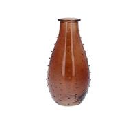Gisela Graham Dark Amber Dimpled Glass Bud Vase, 14cm
