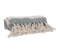 Gisela Graham Dark Green Striped Cotton Throw Blanket