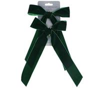 Gisela Graham Dark Green Velvet Tie On Christmas Tree Bows, Set of 2