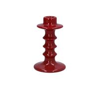 Gisela Graham Dark Red Hooped Candlestick, 14cm, Ceramic