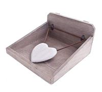 Gisela Graham Distressed Wood Heart Napkin Holder, 20 cm Size
