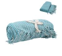 Gisela Graham Duck Egg Blue Cotton Throw Blanket for Bed