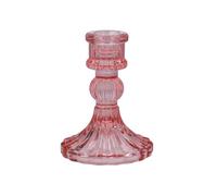 Gisela Graham Dusky Pink Cut Glass Candlestick. Small, 10cm