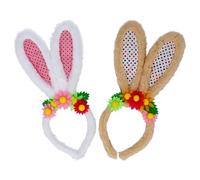 Gisela Graham Easter Bunny Ears Headband with Flowers - set of two