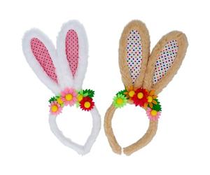Gisela Graham Easter Bunny Ears Headband with Flowers - set of two
