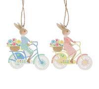 Gisela Graham Easter Bunny on Bicycle Hanging Decoration, Set of 2