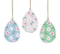 Gisela Graham Easter Egg Decorations, Cherry Blossom Design, Set of 3