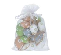 Gisela Graham Easter Egg Decorations with Flower Print, Set of 15