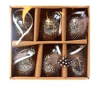 Gisela Graham Easter Egg Decration Pack 6 Gold Speckled/Natural Feather - 14 x 4cm