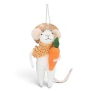Gisela Graham Easter Felt Farmer Mouse Decoration With Straw Hat And Large Carrot, 13 X 8 X 7 Cm