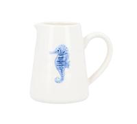 Gisela Graham Embossed Seahorse Mini Serving Jug, White Stoneware, 150ml