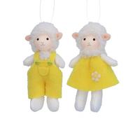 Gisela Graham Fabric Lamb Easter Decorations, set of 2, Yellow, 10cm