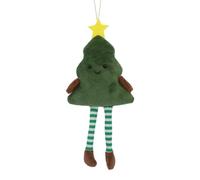 Gisela Graham Fabric Smiling Christmas Tree Decoration, Green, 20cm