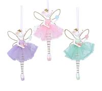 Gisela Graham Fairy Mouse in Pastle Fabric & Resin 14 Centimetre Decoration, set of 3