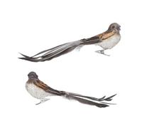 Gisela Graham Feather and Beaded Clip on Bird Decorations - set of two