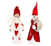 Gisela Graham Felt Santa & Angel Christmas Tree Topper Decoration Set, Red and White, 25 cm