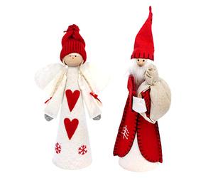 Gisela Graham Felt Santa & Angel Christmas Tree Topper Decoration Set, 25cm - Red & White Festive Tree Ornaments, Soft Felt Holiday Decor, Cute Duo