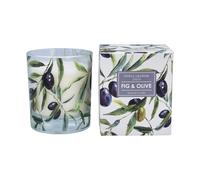 Gisela Graham Fig & Olive Scented Candle, Mediterranean Olive Branch Design, 8cm Diameter