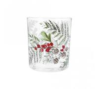 GISELA GRAHAM Fir & Red Berry Glass Tealight Holder 10 cm