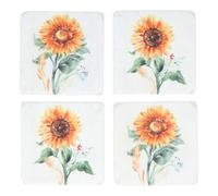 Gisela Graham Floral Design Coasters, Set of 4 (Yellow)
