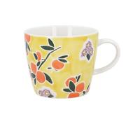 Gisela Graham Floral Satsuma Patterned Ceramic Mug, Yellow with Orange Pattern, 300ml