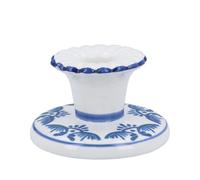 Gisela Graham Folk Design Candle Holder, Blue and White, Ceramic