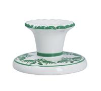 Gisela Graham Folk Design Candle Holder, Green and White, Ceramic