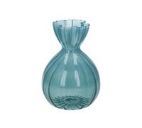 Gisela Graham Frill Top Glass Bud Vase, Ribbed, 11cm (Blue)