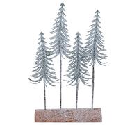 Gisela Graham Frosted Christmas Trees on Log Display, 4 Artificial Trees