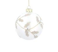 Gisela Graham Frosted Glass Bauble with Gold Beaded Holly