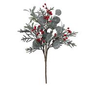 Gisela Graham Frosted Leaf & Red Berry Branch Decoration