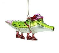 Gisela Graham Glass Alligator Bauble - Christmas