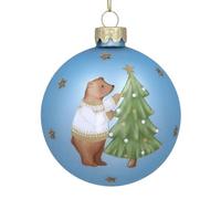 Gisela Graham Glass Baby's First Christmas Teddy Bauble, Pink - 8cm