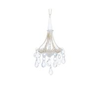 Gisela Graham Glass Chandelier Christmas Tree Decoration, Gold Beading, Clear Crystal Drops, 14cm