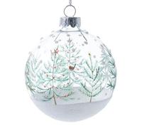 Gisela Graham Glass Christmas Bauble, Clear with Tree Design, 8 cm