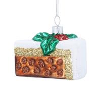 Gisela Graham Glass Christmas Cake Slice Hanging Decoration