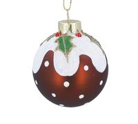 Gisela Graham Glass Christmas Pudding Bauble, 6cm