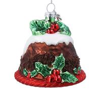 Gisela Graham Glass Christmas Pudding Tree Decoration, Round, 8cm