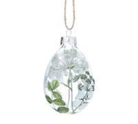 Gisela Graham Glass Easter Egg Decoration, Spring Hedgerow, Floral Design, 7cm