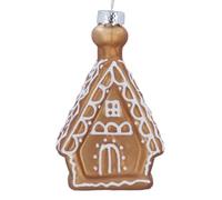 Gisela Graham Glass Gingerbread House with Glitter Christmas Tree Decoration