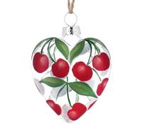 Gisela Graham Glass Heart Bauble - Hanging Cherry Ornament - Decorative Summer & Valentine’s Day Decoration for Home & Seasonal Displays