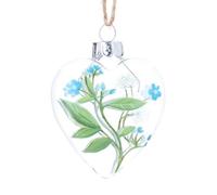 Gisela Graham Glass Heart Decoration, Blue Meadow Flowers, 7cm