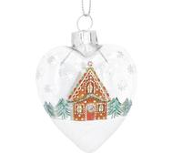 Gisela Graham Glass Heart Shaped Gingerbread House Christmas Tree Bauble