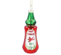 Gisela Graham Glass Hot Sauce Christmas Decoration, 10cm