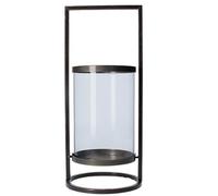 Gisela Graham Glass & Iron Candle Holder Lantern H: 35cm Bronze