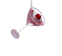 Gisela Graham Glass Martini Glass with Cherry Hanging Decoration