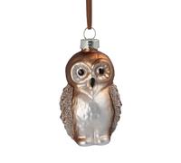 Gisela Graham Glass Owl with Beaded Wings Christmas Tree Decoration